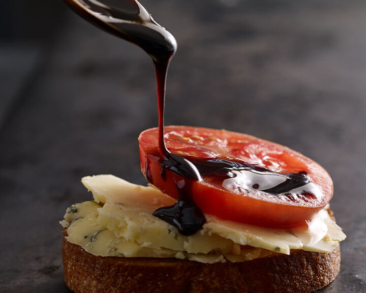 balsamic drizzled on tomato