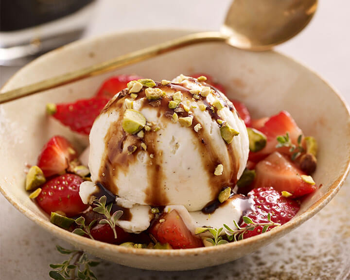 ice cream drizzled in balsamic